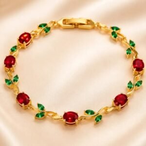 Red and Green Tulip Bracelet